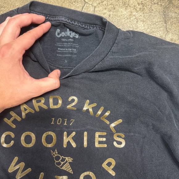 Cookies T-Shirt Mens Large Black Gold Graphic Streetwear Hard 2 Kill Print Hip H - Picture 3 of 6